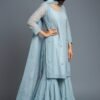 Sky Blue Maslin Suit with beautiful Sharara and Dupatta