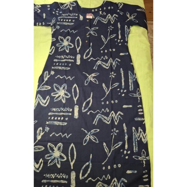 Pure Cotton Dark Blue Kurti with White Print