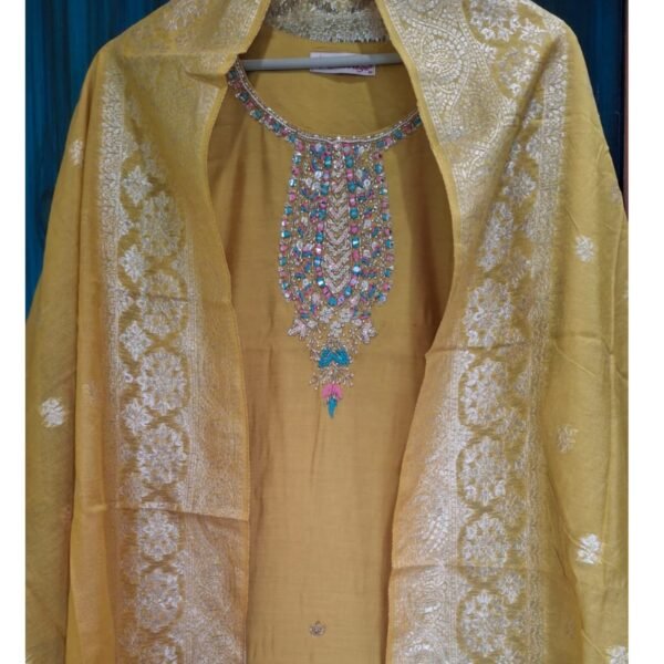 Yellow Silk Suit with Banarasi Dupatta