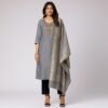 Women 3-Piece Silk Suit with side pockets and Banarasi Dupatta