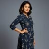 Pure Cotton Dark Blue Kurti with White Print