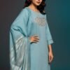 Teal Blue 3-pc Cotton Linen Suit Set