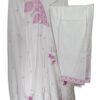 White pure malmal cotton 3 pc suit set anarkali